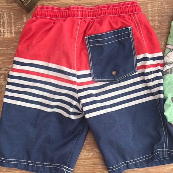 Carter's Kids Swim Shorts - Green Shark and Red Striped - Picture 3 of 7